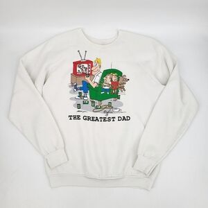 Vintage Fruit of the Loom Graphic Sweatshirt Crew Neck Greatest Dad Funny Small